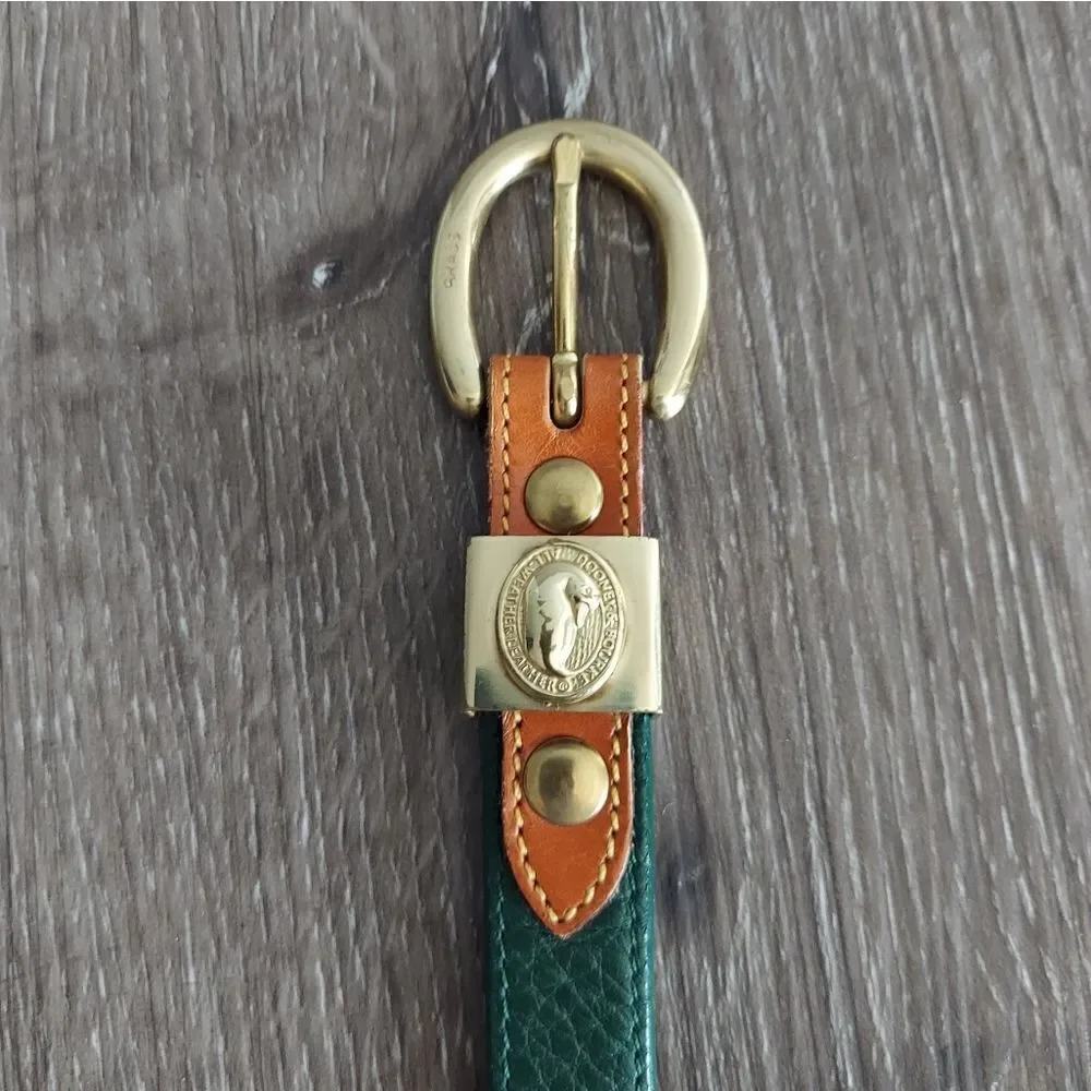 Vintage Dooney & Bourke Green Pebbled Skinny Belt Small 26-28